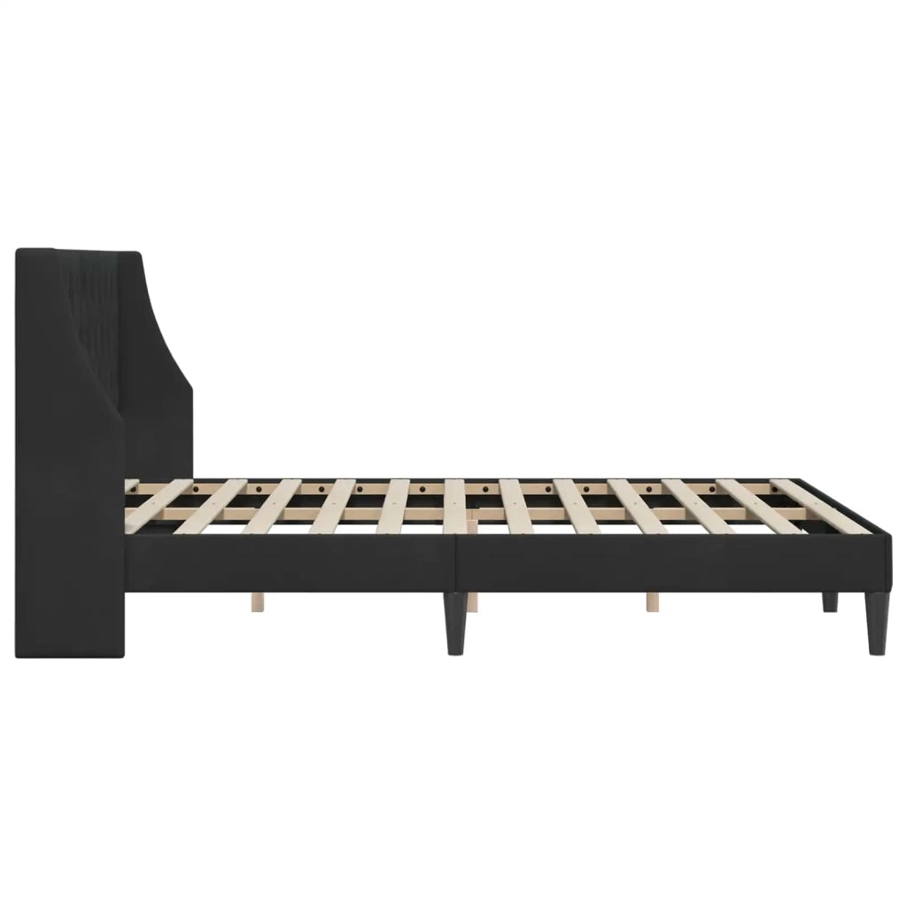 Letto matrimoniale | Letto per adulti | Struttura del letto con testiera Nero 140 x 190 cm Velluto