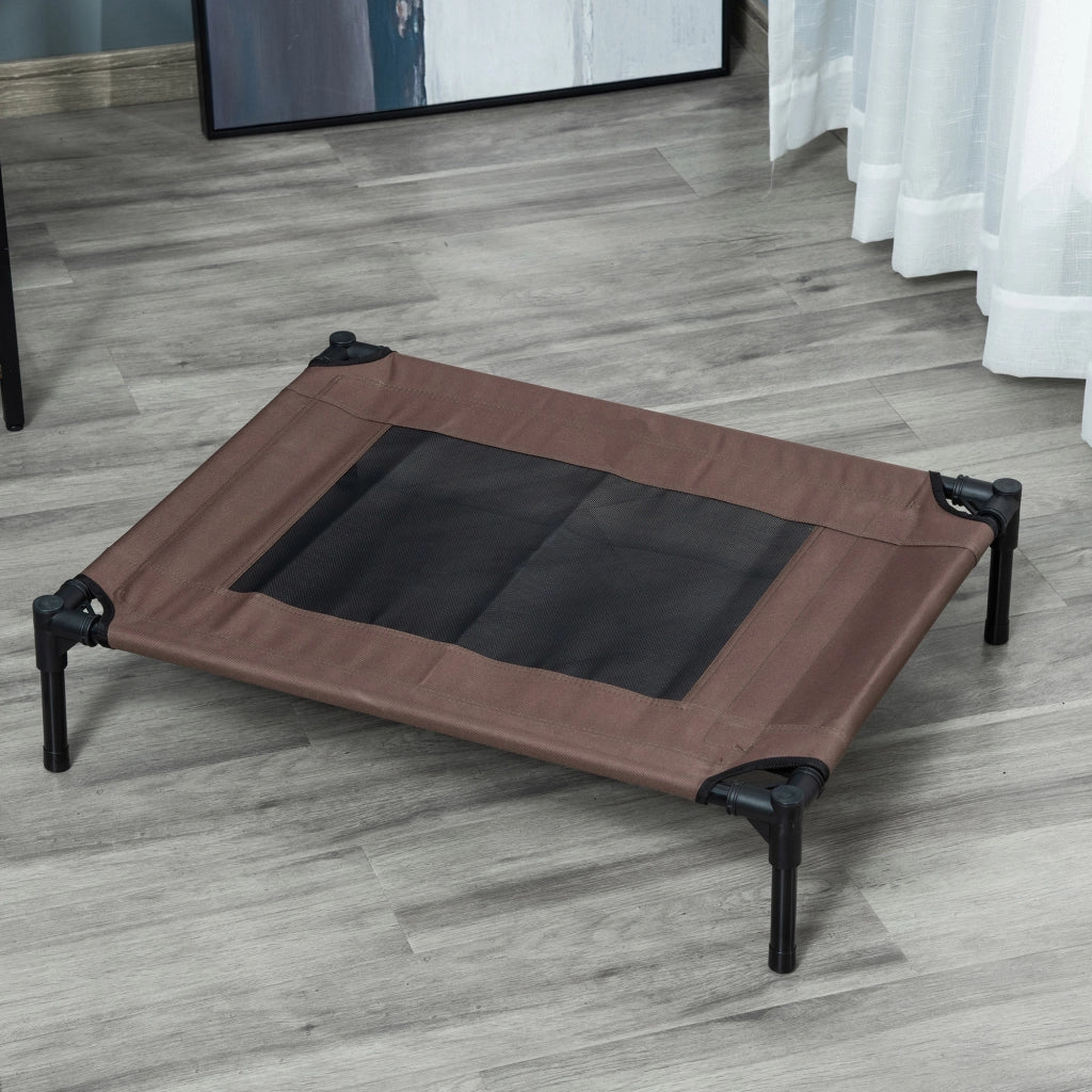 Letto rialzato per cani di taglia media in acciaio marrone con tessuto Oxford e rete traspirante 18 × 61 × 76 cm