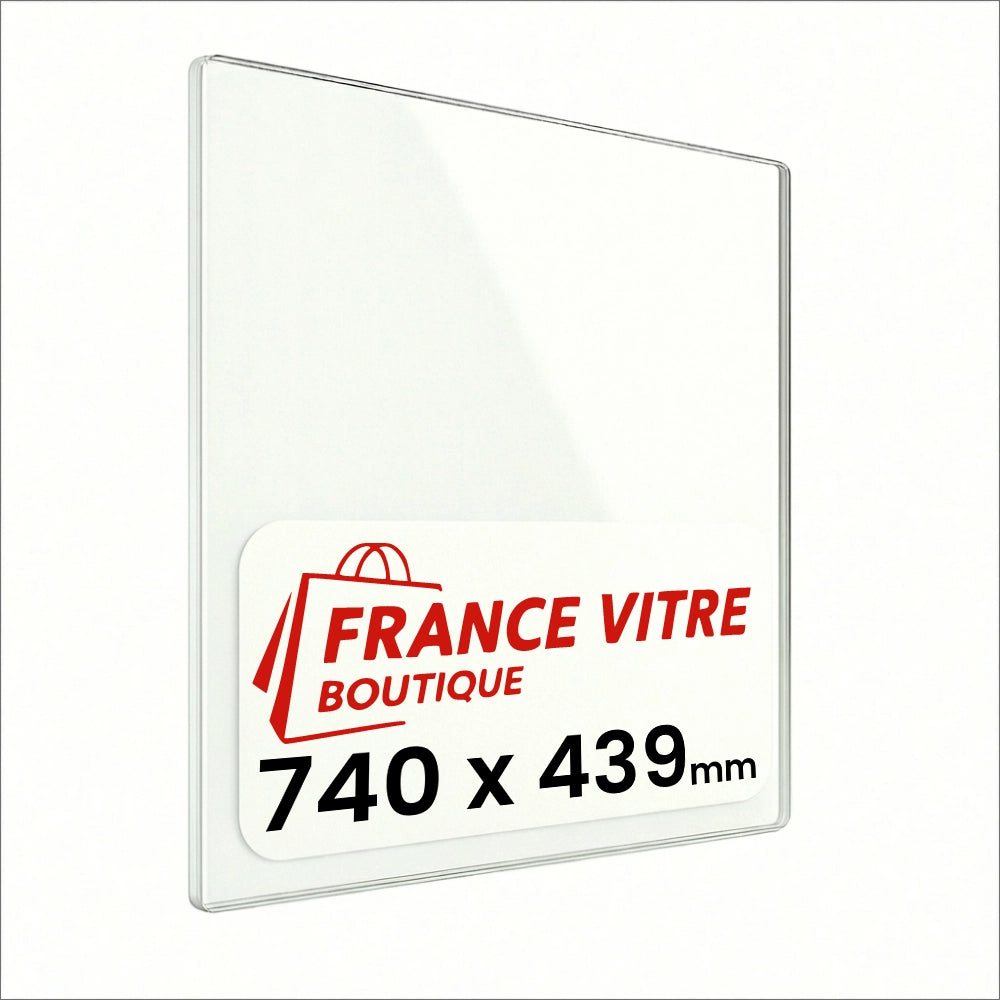 DEVILLE - modello : 7869-insert-bois - 740 x 439 x 4 mm - Vetro per stufa a legna - vetro camino di ricambio - vetro per caminetto resistente al fuoco - France Vitre