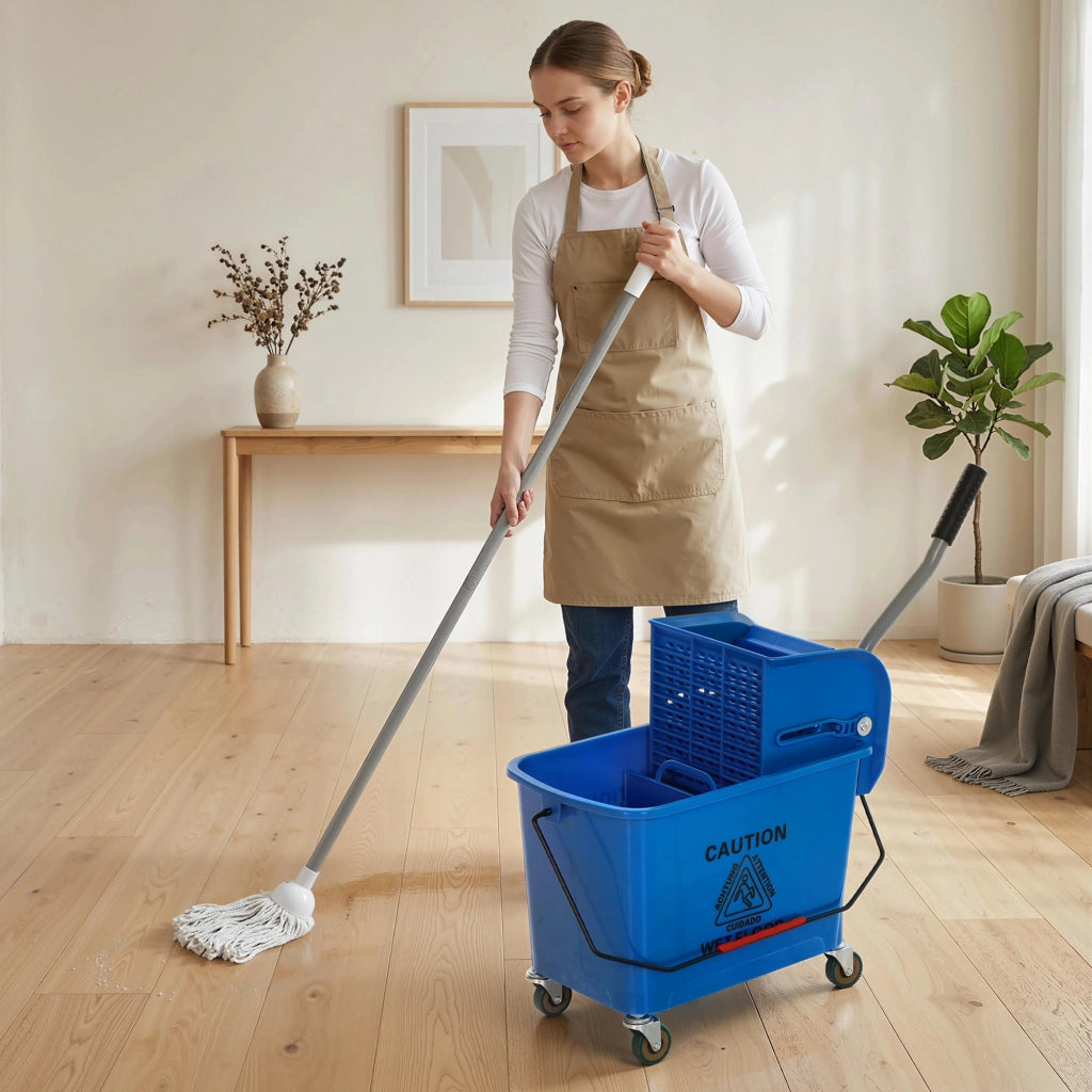 Secchio per Pulizie con Strizzatore e Separatore ¨C Xylo ¨C 20L Blu con Ruote 45x26,5x70cm