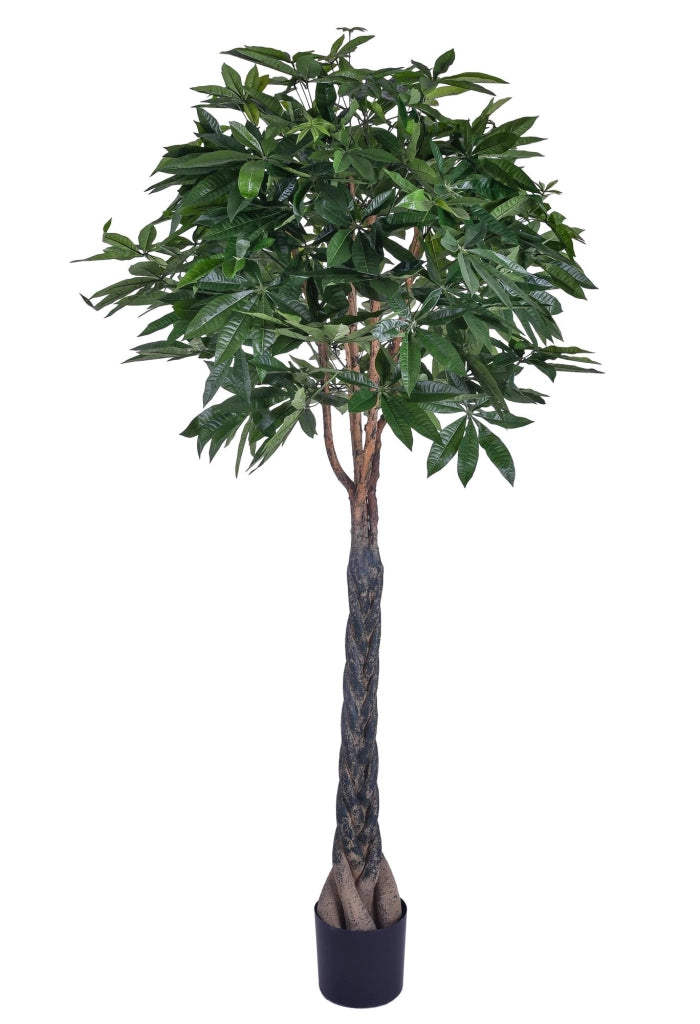 Pachira Artificiale in Vaso con 999 Foglie Altezza 215 cm Verde
