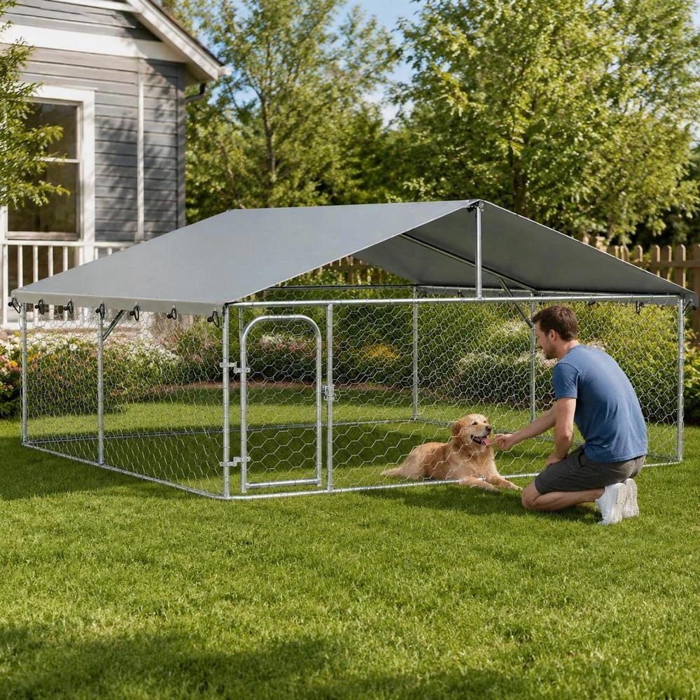 Outdoor Dog Kennel With Roof 300x300x150 Cm