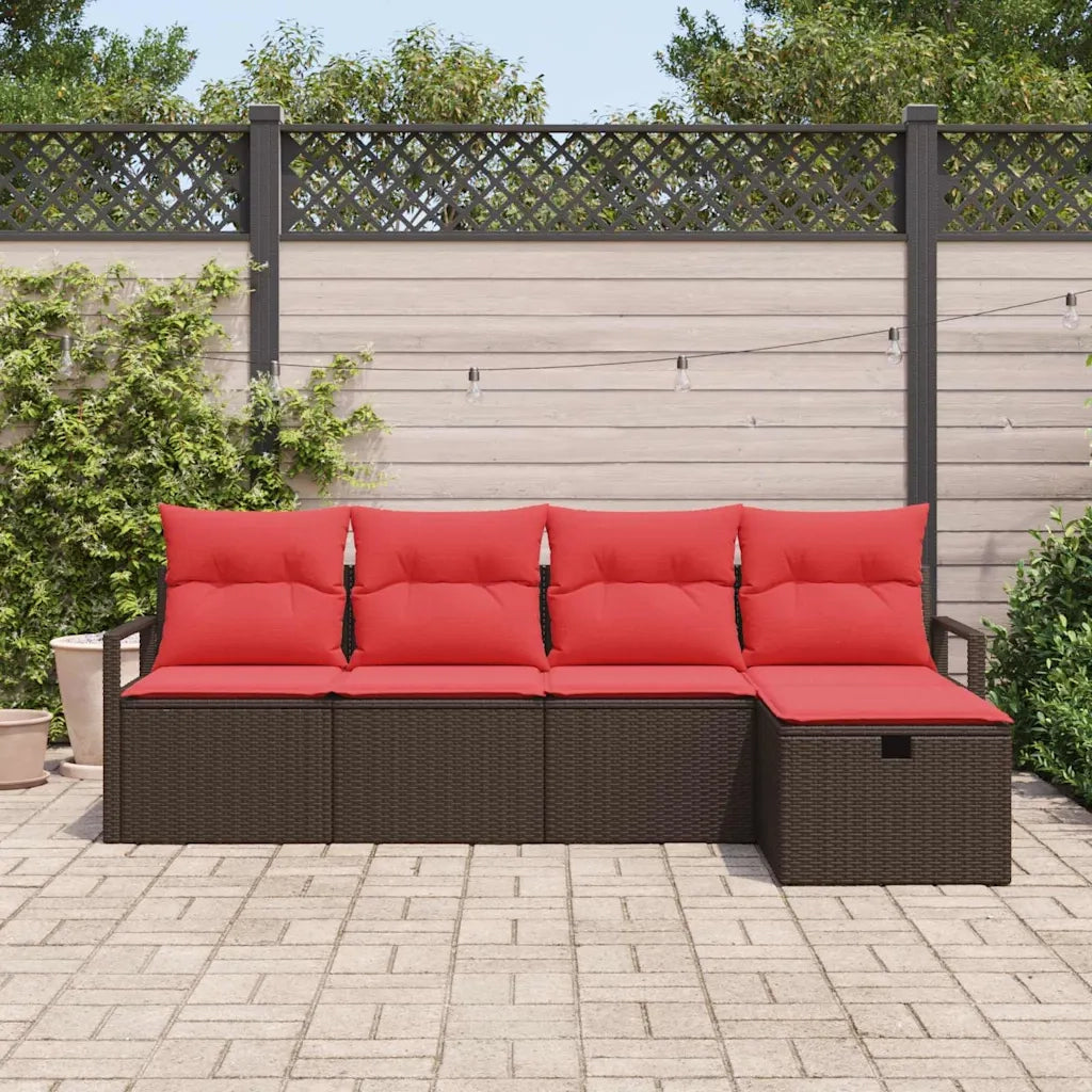 Set Divano da Giardino con cuscino 5 pcs Marrone polyrattan 3360495