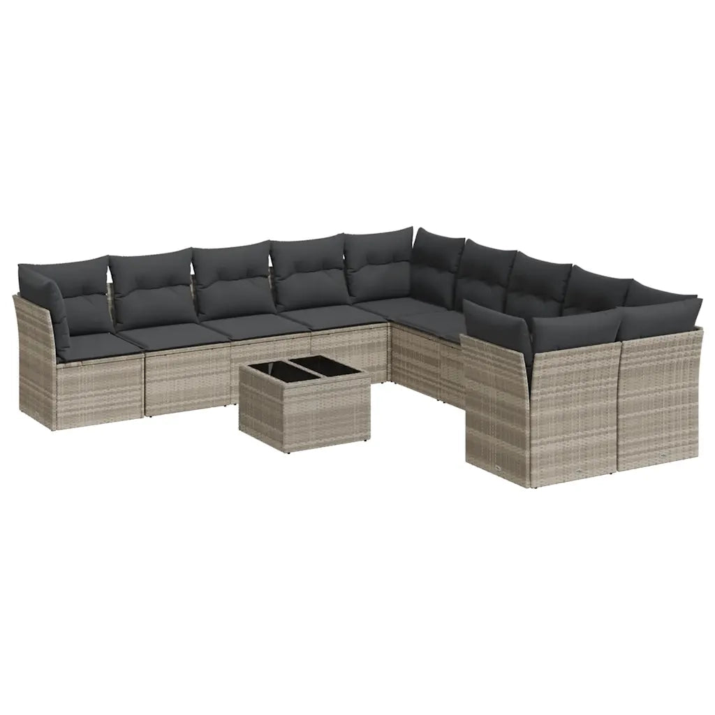 Set Divani da Giardino 11 pz con Cuscini in Polyrattan Grigio