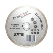 Disco diamantato frazionato continuo 250x30/25,4 mm, segmento 10 mm per piastrelle, maiolica, ceramica dura, marmo Breckner Germany