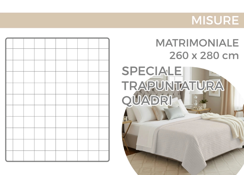 Quilt Trapuntino Piumino Estivo 100gr/mq Raso Cotone Tinta Unita Matrimoniale - Matrimoniale - Perla