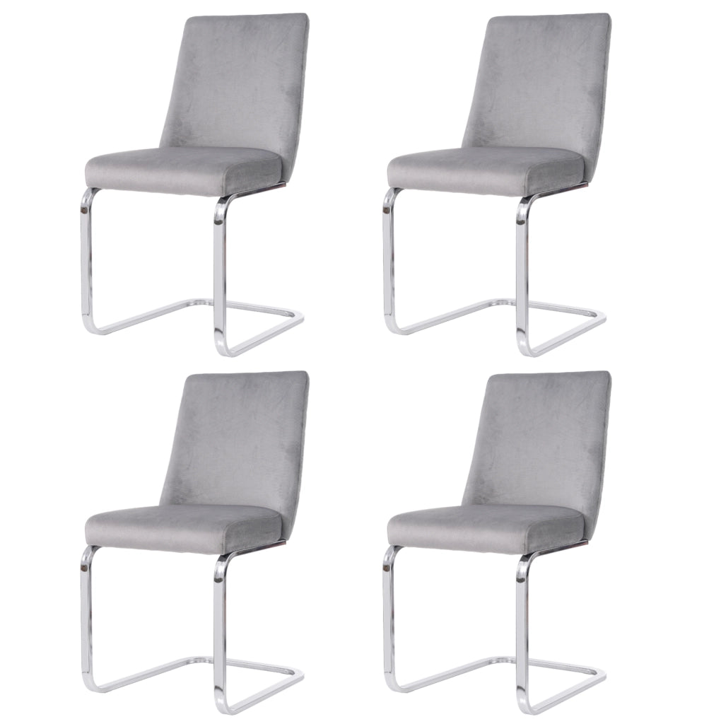 SEDIA DA PRANZO IN VELLUTO SET DA 4 PEZZI GRIGIO E ARGENTO