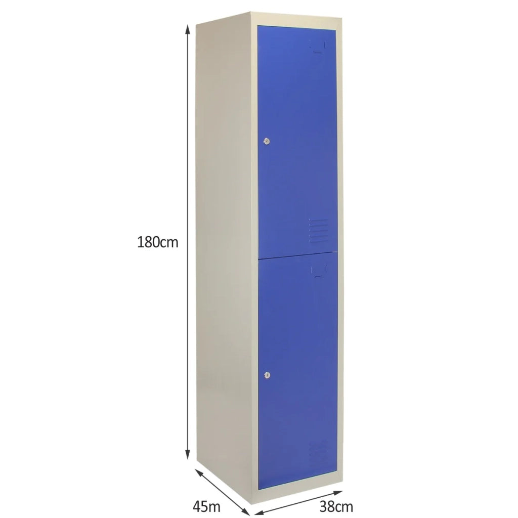 3 Armadietti da Montare con 2 Porte Blu Acciaio per Scuole Palestre e Spogliatoi