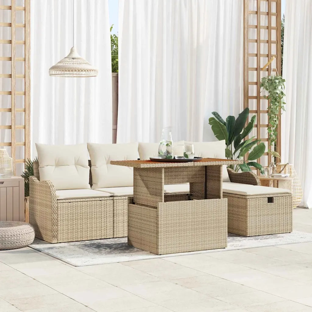 Set Divano da Giardino 6 pcs Beige polyrattan 3361267
