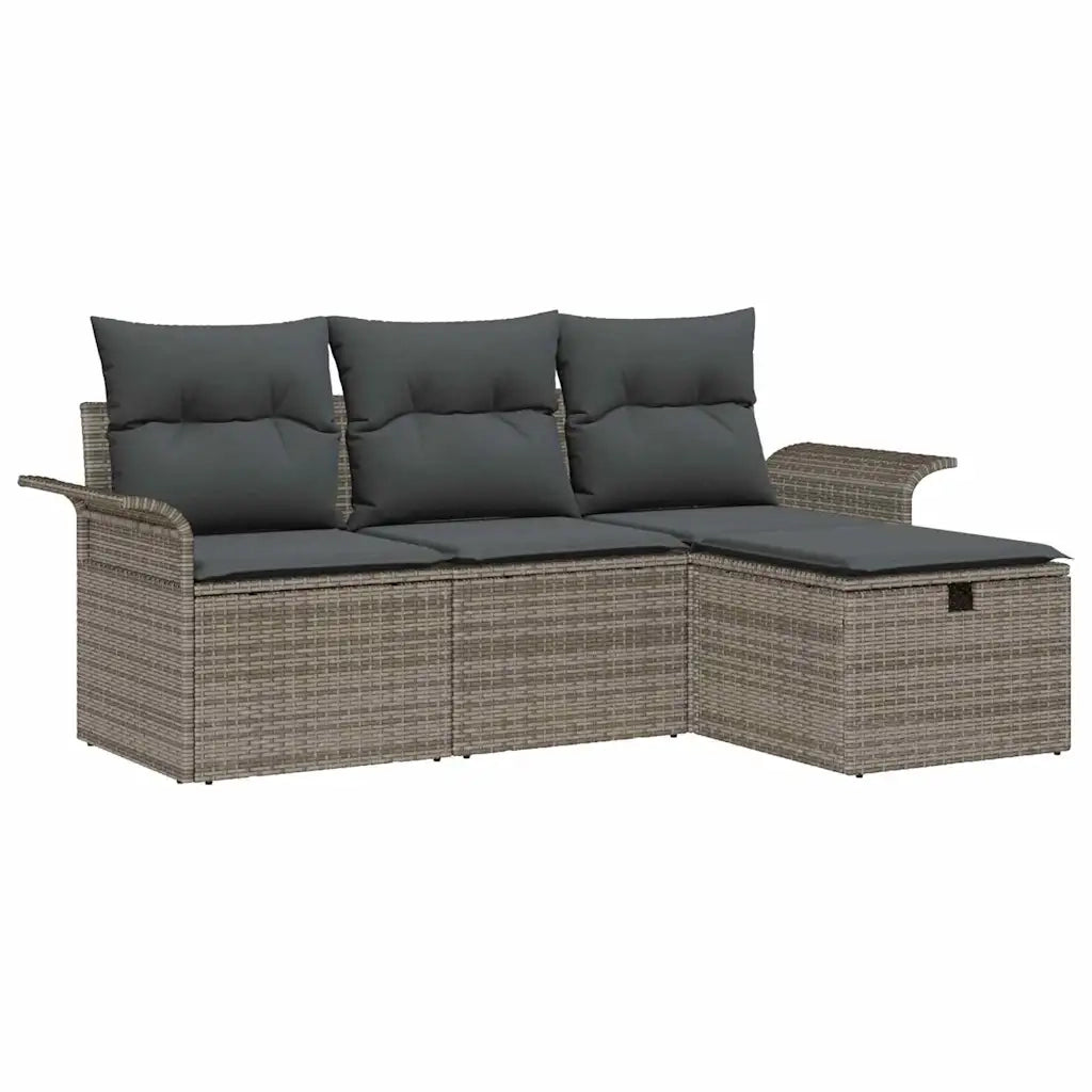 Set Divano da Giardino con cuscino 4 pcs Grigio polyrattan 3358848