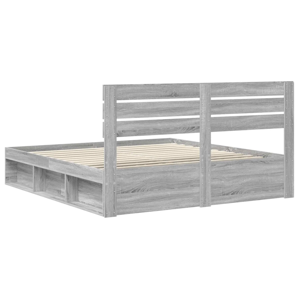 Letto matrimoniale | Letto per adulti | Struttura del letto Grigio Sonoma 200 x 200 cm Pino massello