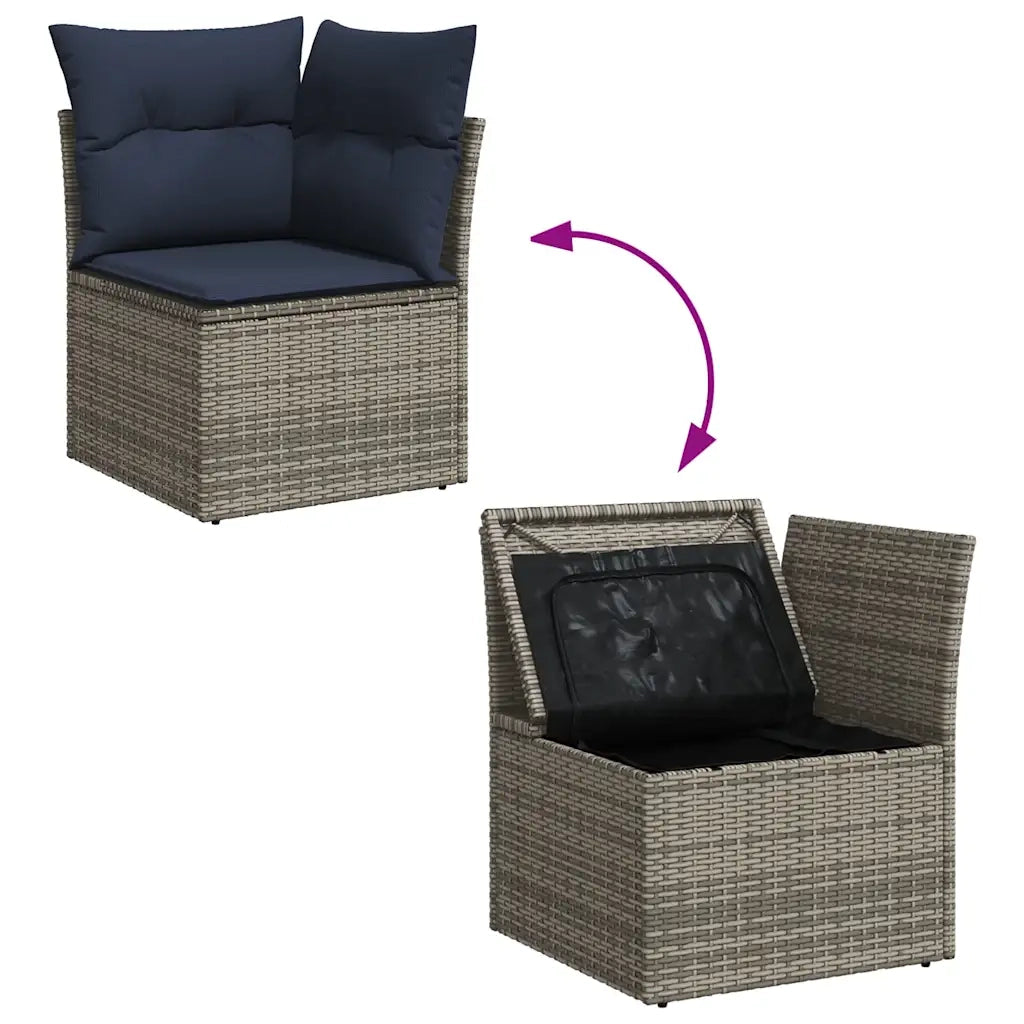 Set Divani da Giardino 7 pz con Cuscini Grigio in Polyrattan 3256103