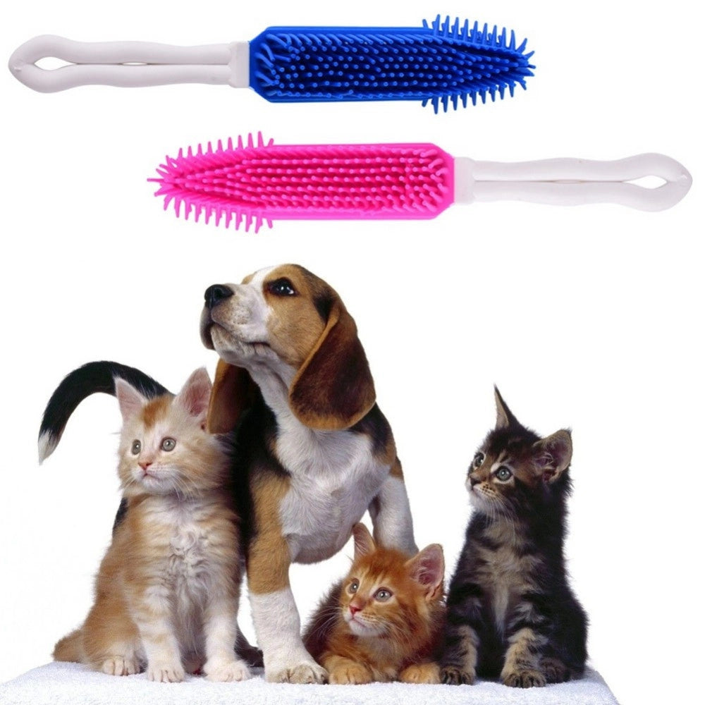 Trade Shop - Spazzola Per Cani E Gatti Silicone 27cm 3 Colori Scioglinodi Cura Animali Pelo -