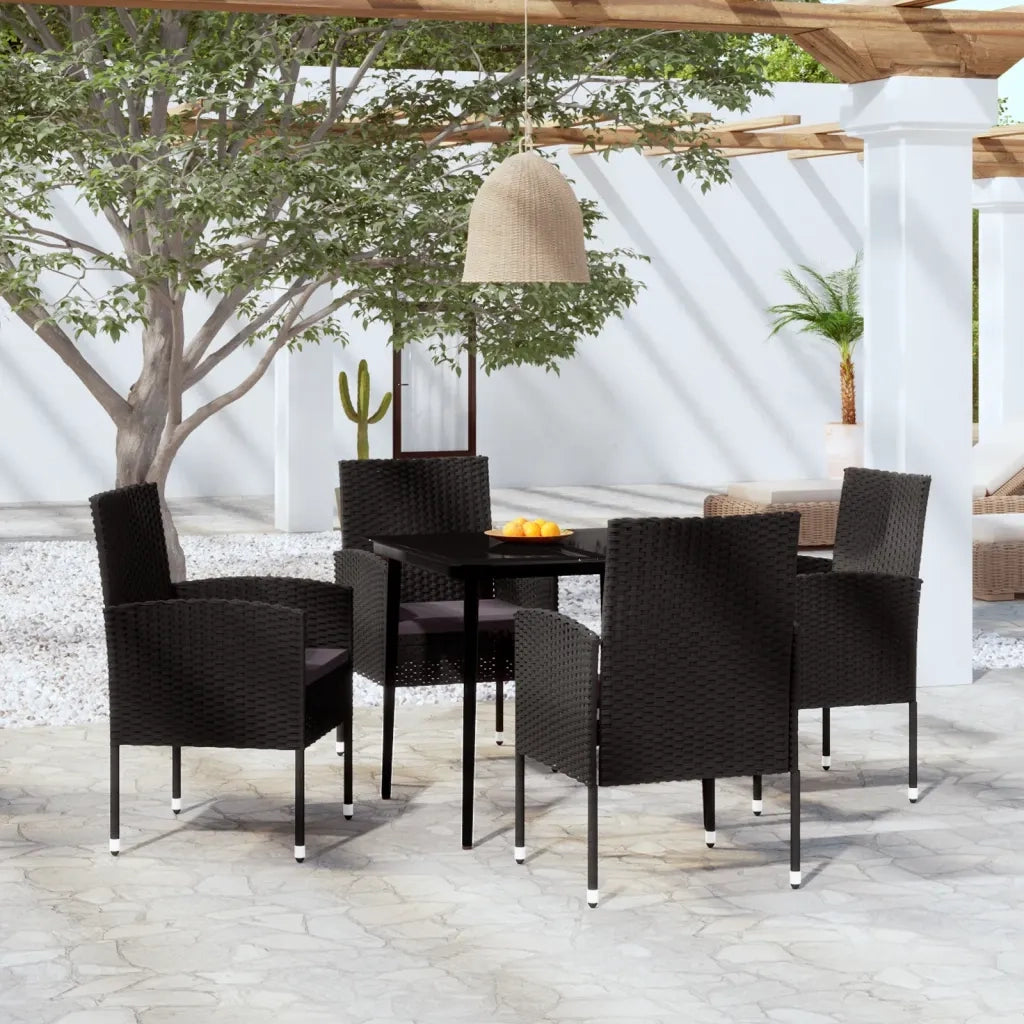 Set da Pranzo da Giardino 5 pz | Set Salotto da Giardino Nero