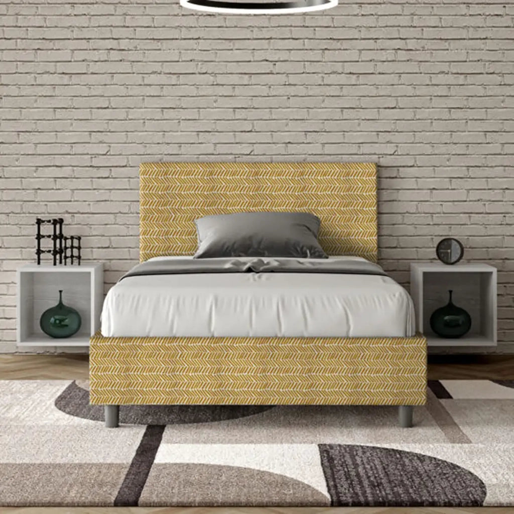 Letto una piazza e mezza senza rete imbottito 120x190 tessuto Aragona 3 giallo Adele