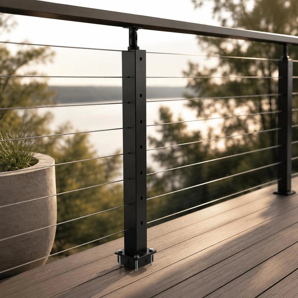 Ringhiera per Recinzione da Balcone 914x100x100 mm da Giardino Balcone con Finitura Spazzolata in Acciaio Inox; Kit di Palo per Balaustrata