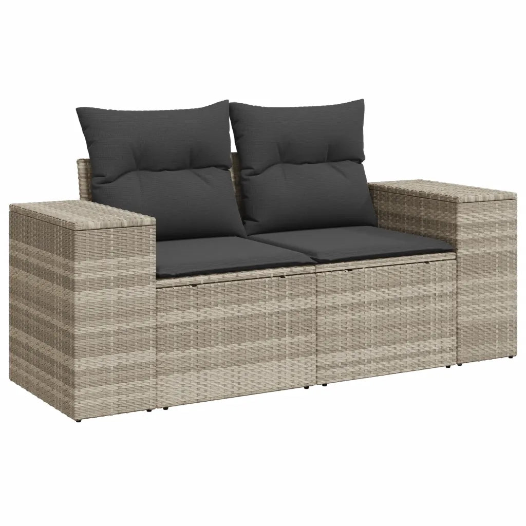 Set Divano da Giardino 9pz con Cuscini Grigio Chiaro Polyrattan 3275352