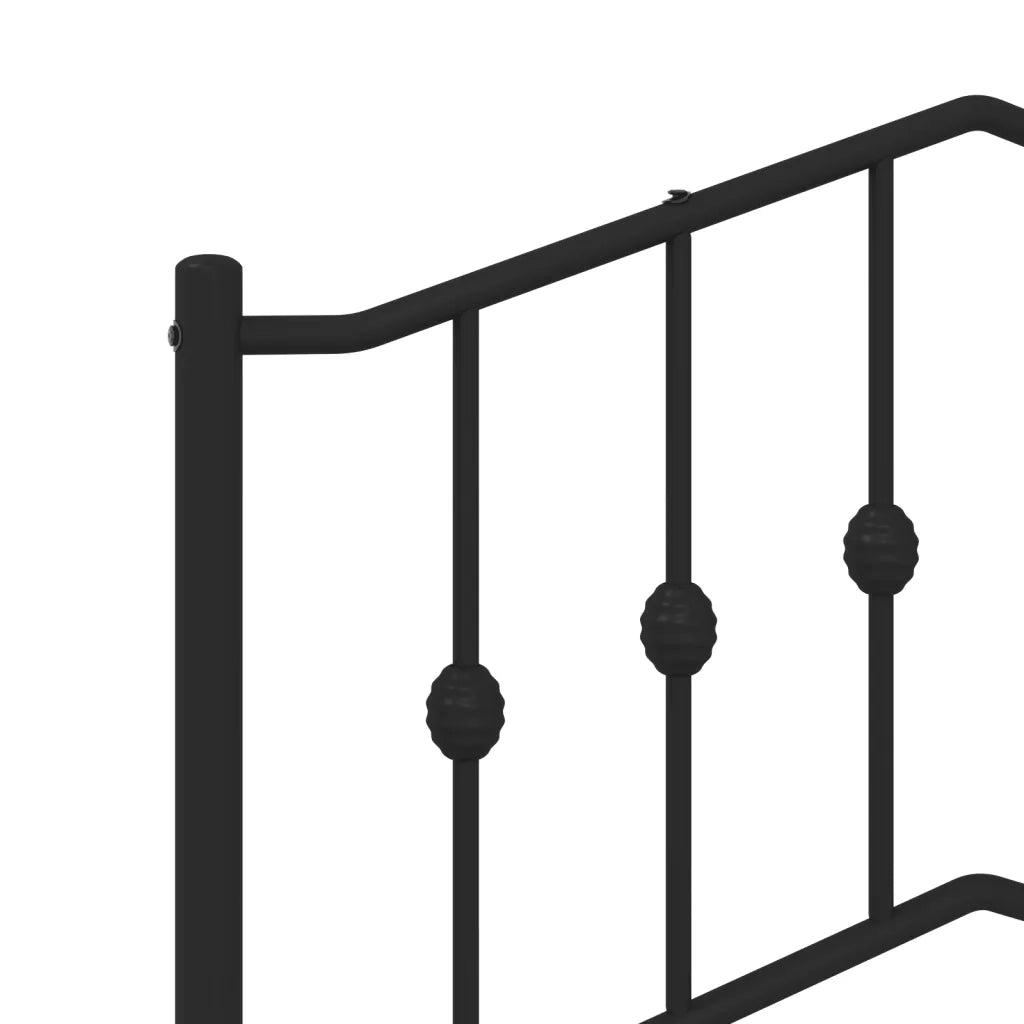 Giroletto con Testiera e Pediera Metallo Nero 75x190 cm 373797