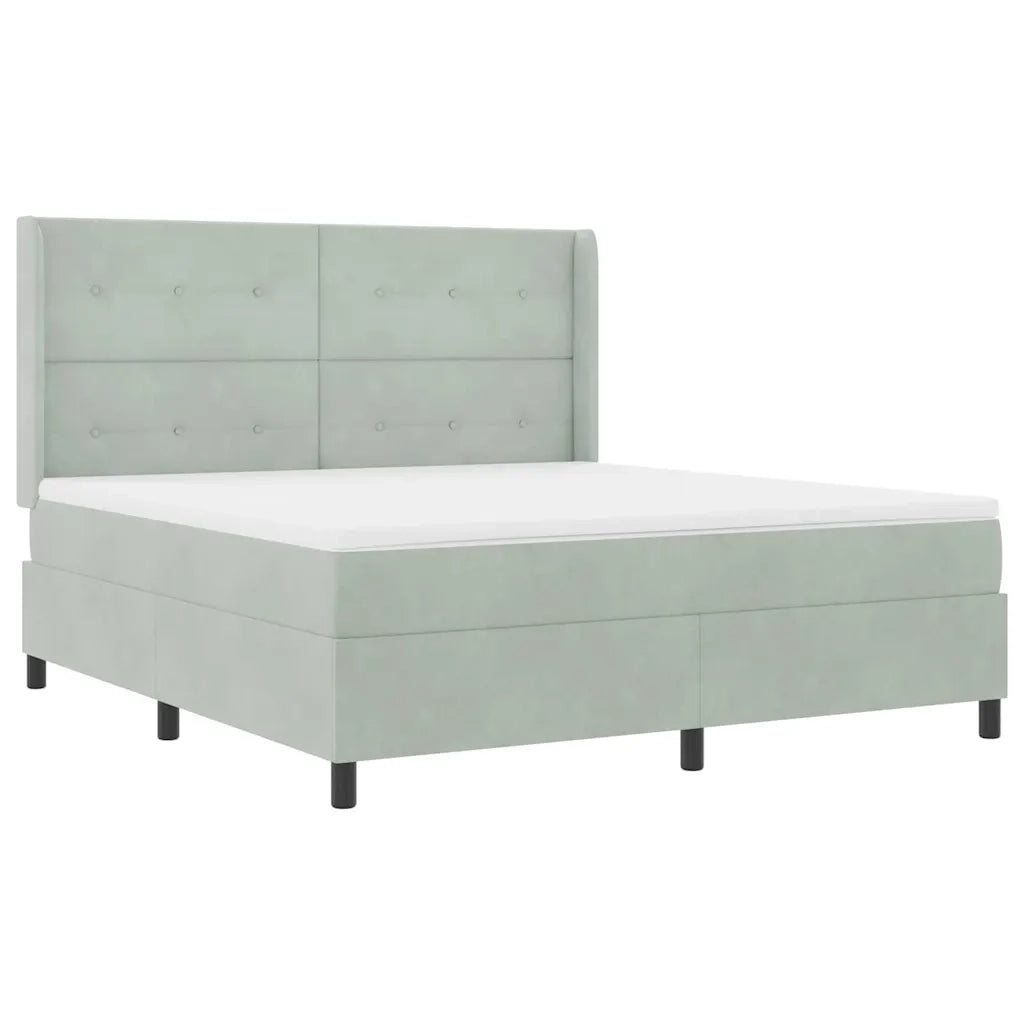 Letto a molle con materasso Grigio chiaro 180 x 200 cm Velluto