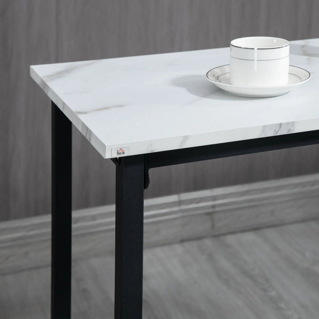 Set Tavolo Alto con 2 Sgabelli da Bar, 3 Pezzi, Acciaio, Bianco e Nero