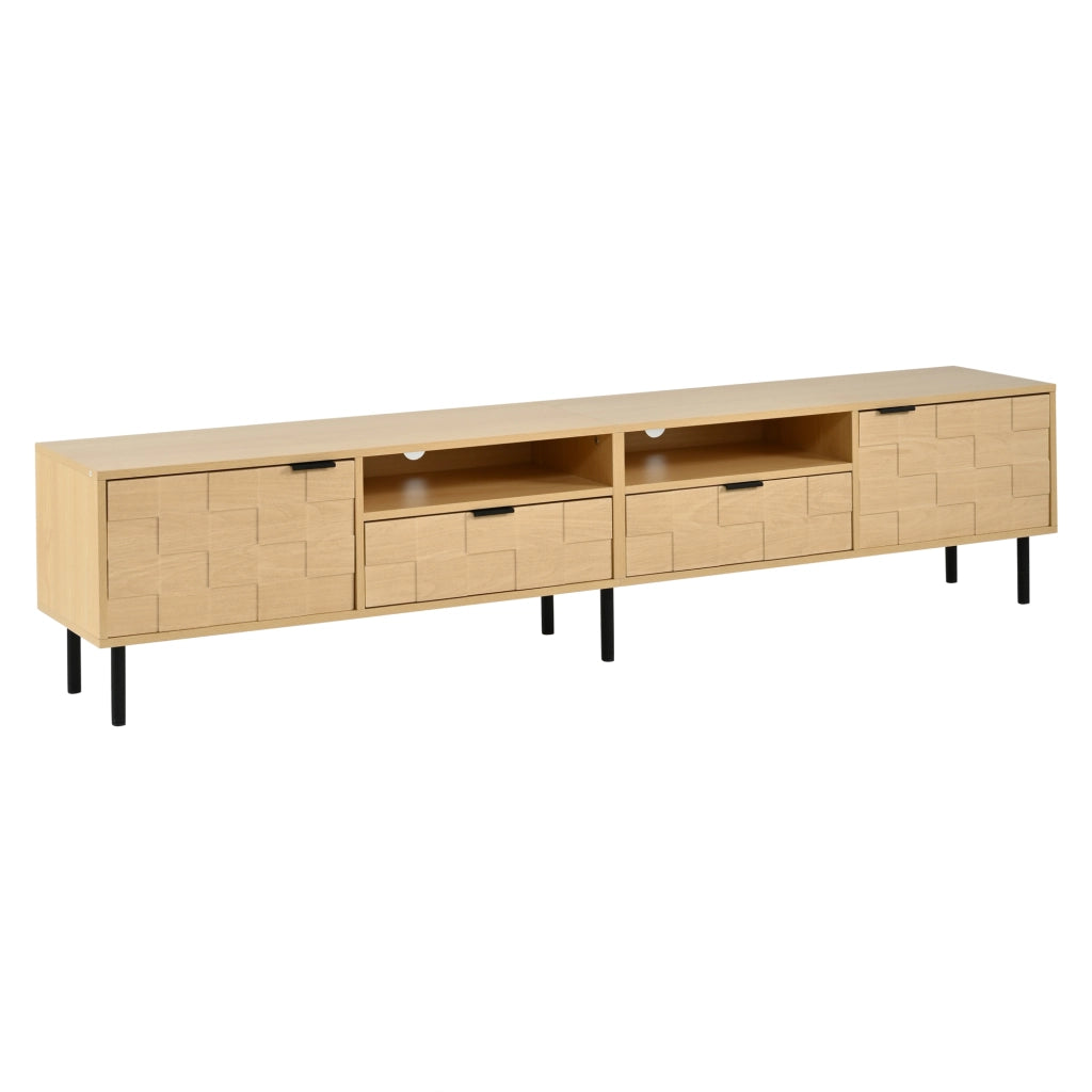 Mobile TV con 2 ante; 2 cassetti e 2 vani aperti per soggiorno in MDF e truciolare naturale 200×35×44.5 cm