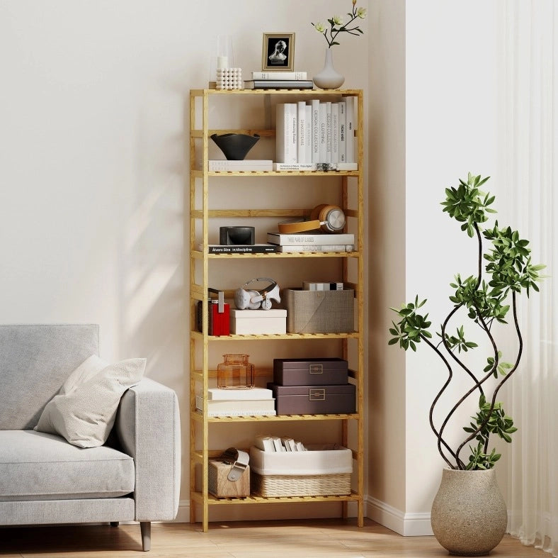 LIBRERIA a 6 livelli 60x26x161 cm Bambù Naturale