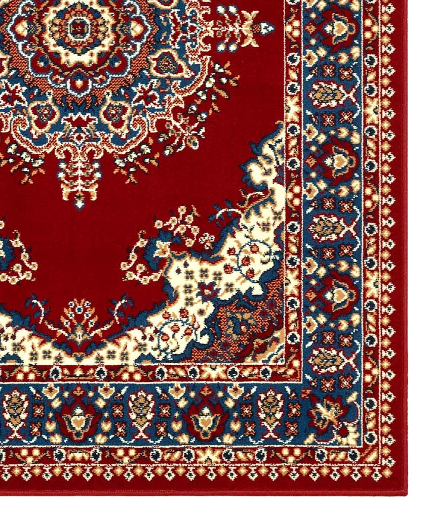 Tappeto P4480 rosso cm.180x270 disegno persiano medaglione tradizionale, economico resistente facile da pulire