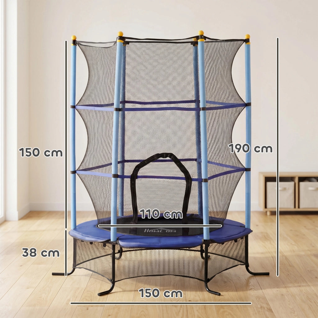 Trampolino da giardino ¨C zephmum ¨C Blu, ?160x190 cm, con rete di sicurezza