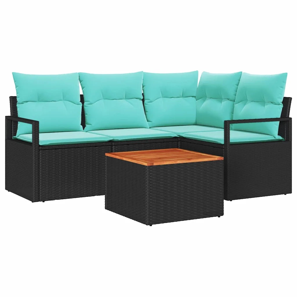 Set Divano da Giardino con cuscino 5 pcs Nero polyrattan 3347704