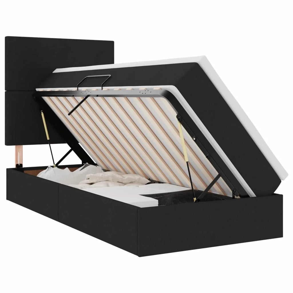 Letto con contenitore e LED Nero 100 x 200 cm Poliestere