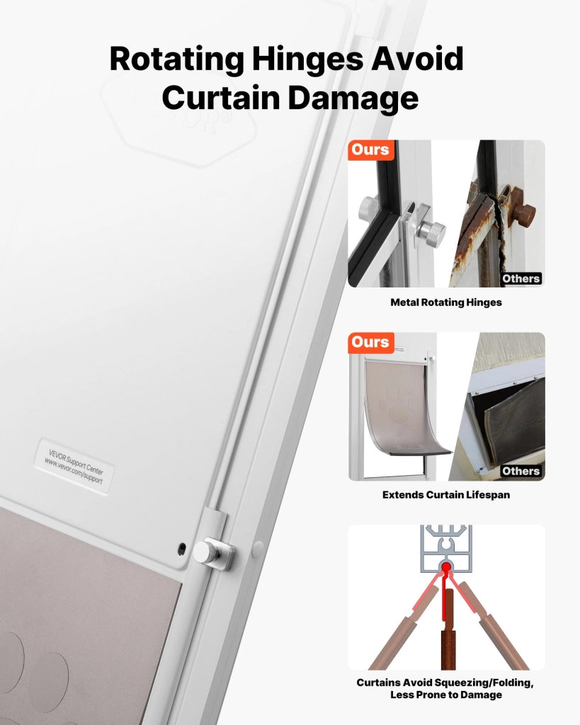 Porta Scorrevole per Cani XL CWM03-XL-H, Telaio in Alluminio e Vetro Temperato, Altezza Regolabile 2311-2439 mm con Serratura, Bianco