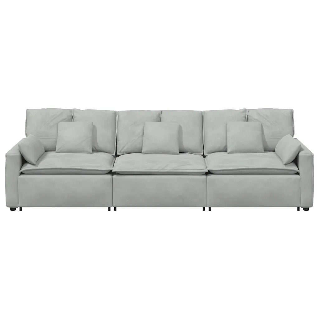 Divano Modulare con Cuscini Grigio Chiaro 3321099