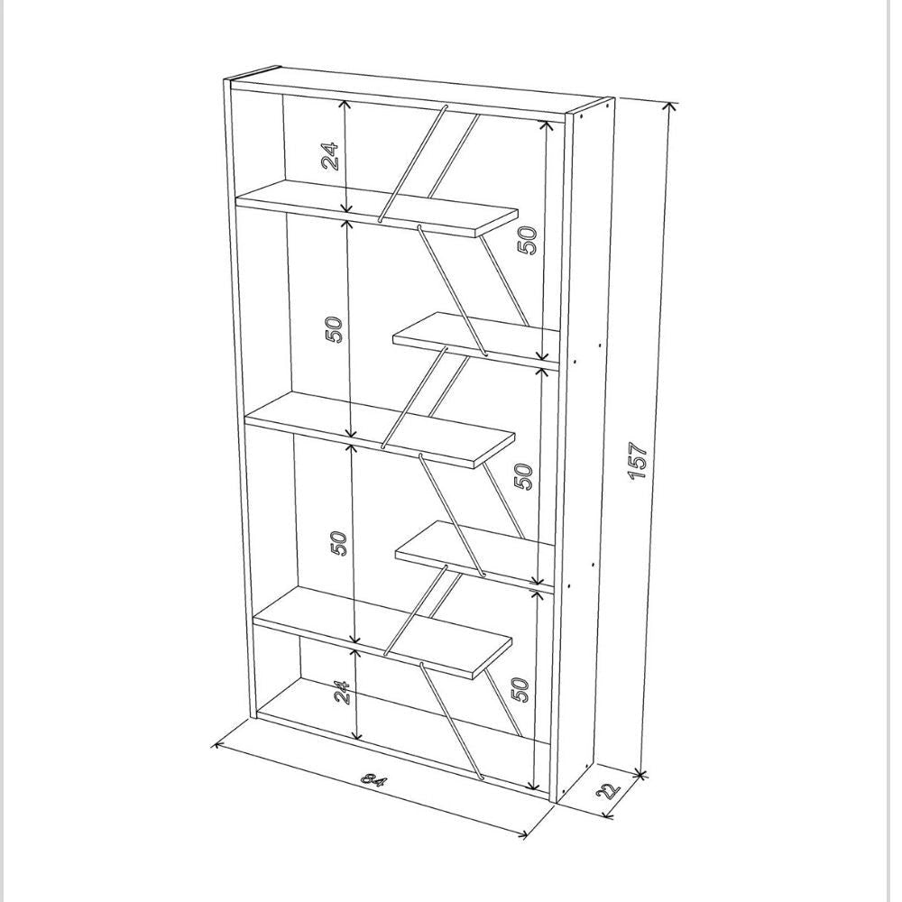 Libreria Tars bianca 84x24x157H cm