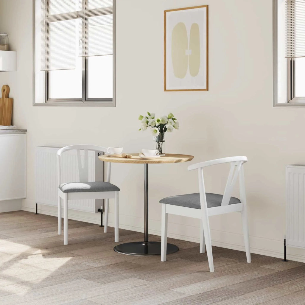 Sedia da pranzo 2 pcs Bianco e Grigio Legno di gomma solido