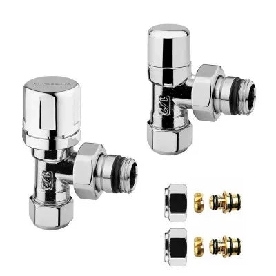 Kit valvola manuale e detentore raccordo rame 12 cromo