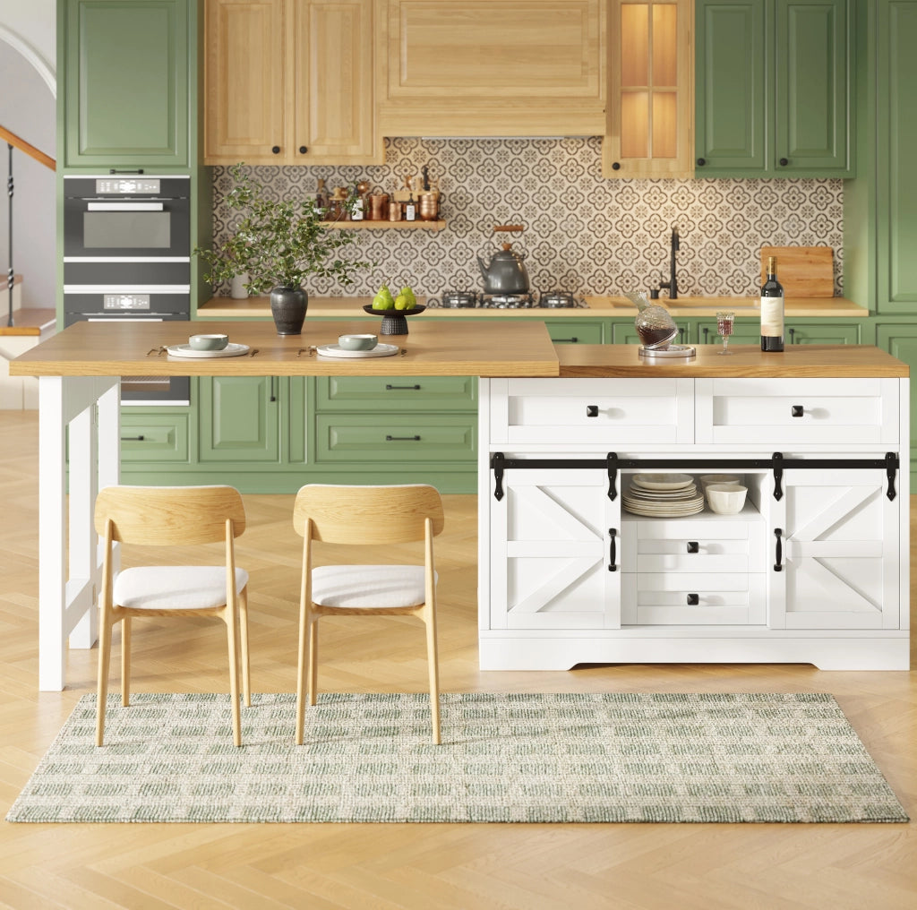 TAVOLO isola cucina 2 in 1 120-197 cm MDF bianco