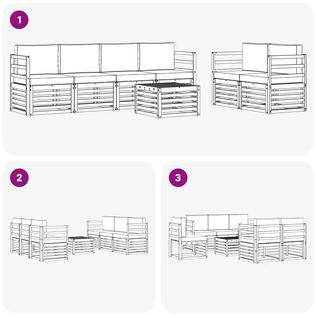 Set di divani da esterno 7 pcs Bianco e Antracite Poliestere 3391417