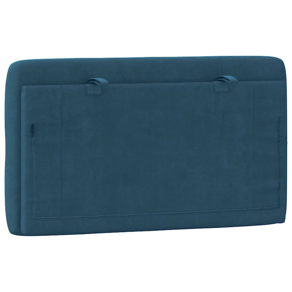 Coussin de tête de lit bleu 90 cm velours