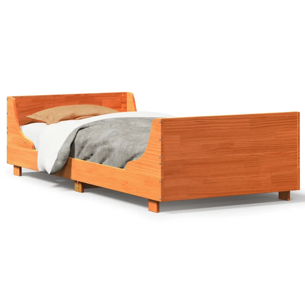 Letto senza Materasso-Struttura Letto Marrone Cera 100x200 cm in Legno di Pino 840598