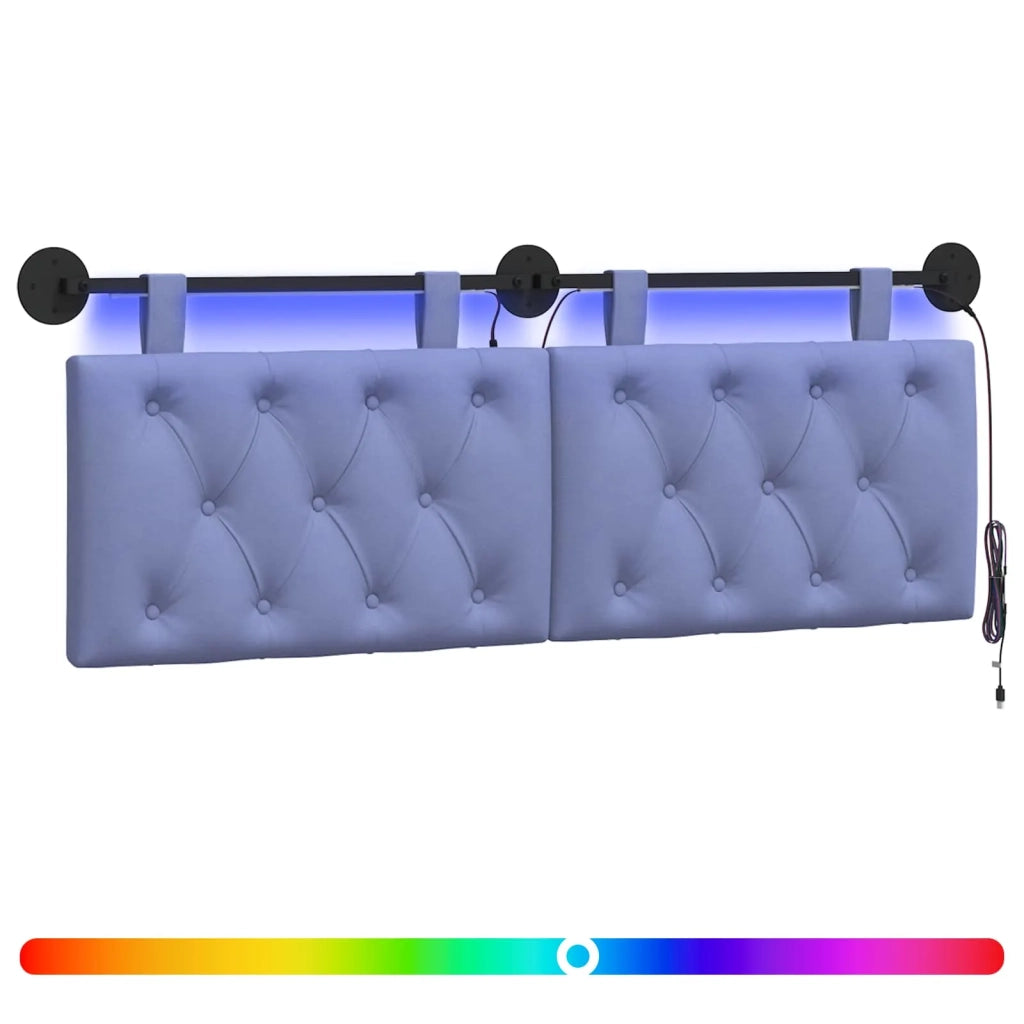 Testiera | Testata sospesa Con luce LED Blu jeans Tessuto