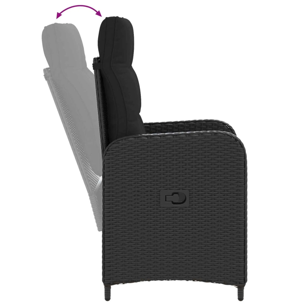 Set da pranzo per esterni 7 pz Nero 3422274