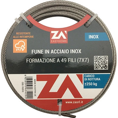 FUNE ACCIAIO INOX  D.MM  5 L.MT  25