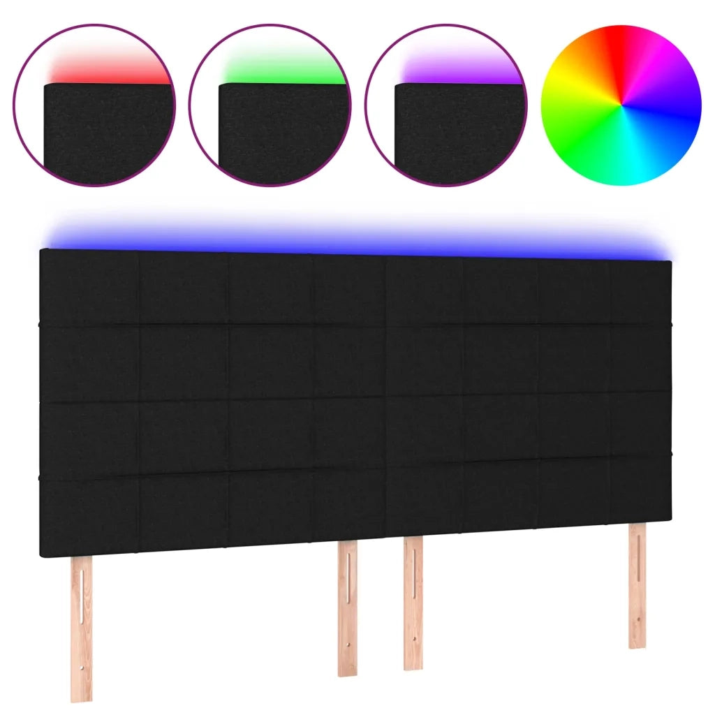 Testiera | Testata a LED Nera 180x5x118/128 cm in Tessuto