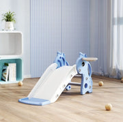 Scivolo per bambini ULEVR 106x51,5x52 cm a forma di giraffa con canestro e palla, blu