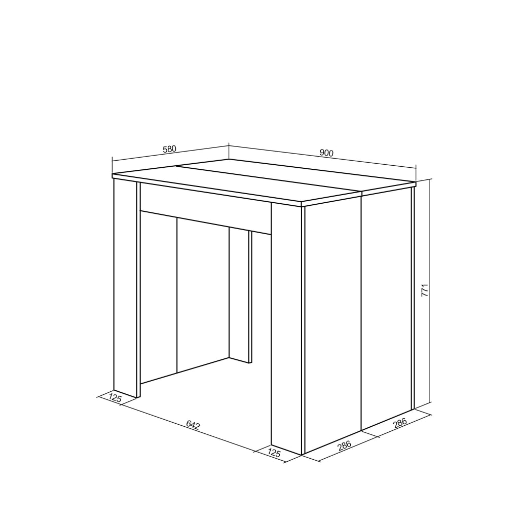Consolle allungabile, 58 fino 180x90x77cm, Per 8 persone, Tavolo da pranzo, Bianco RF2534