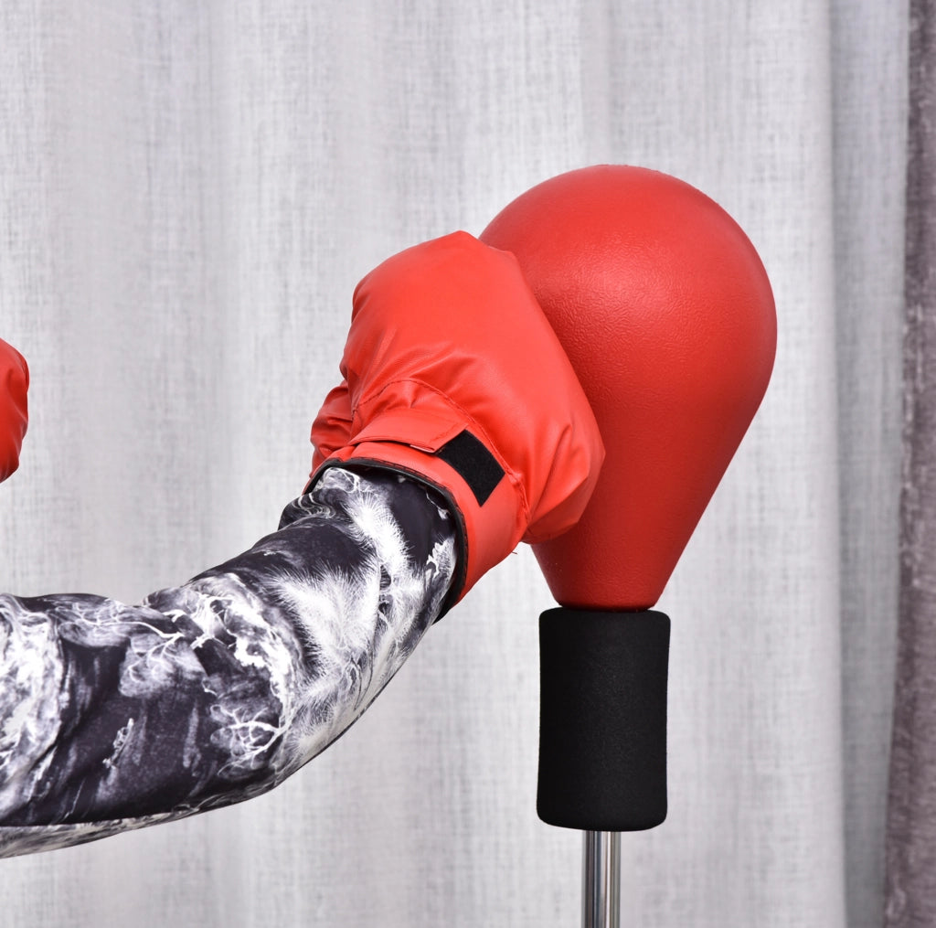 Punching ball con base ULEVR regolabile 136-154 cm, base con ventose zavorrabile, nero