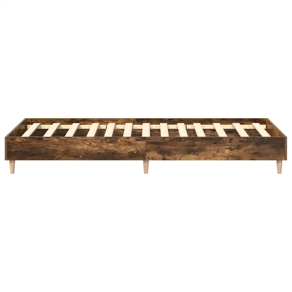 Letto singolo | Letto per adulti | Giroletto senza Materasso Rovere Fumo 100x200 cm in Truciolato