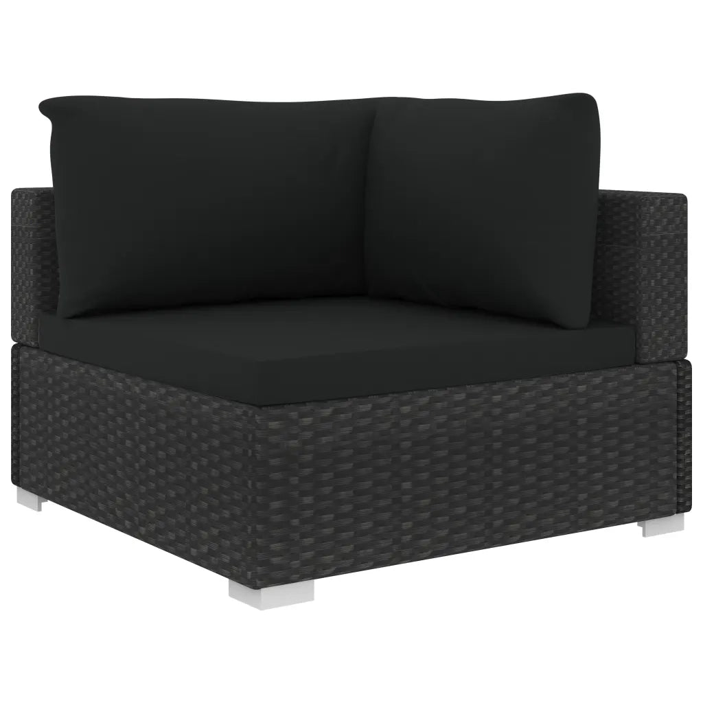 Set Divani da Giardino 11 pz con Cuscini in Polyrattan Nero 48322