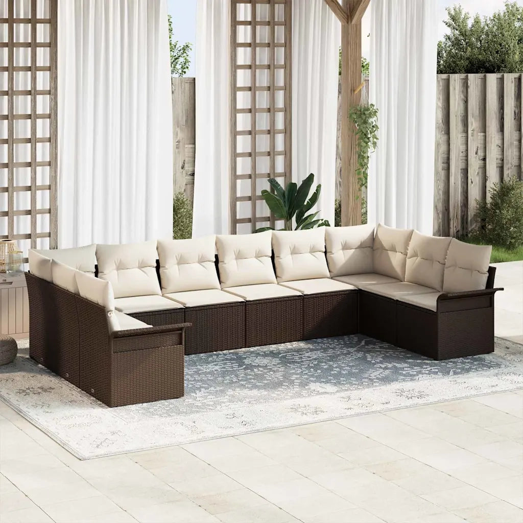 Set Divano da Giardino 10 pcs Marrone polyrattan
