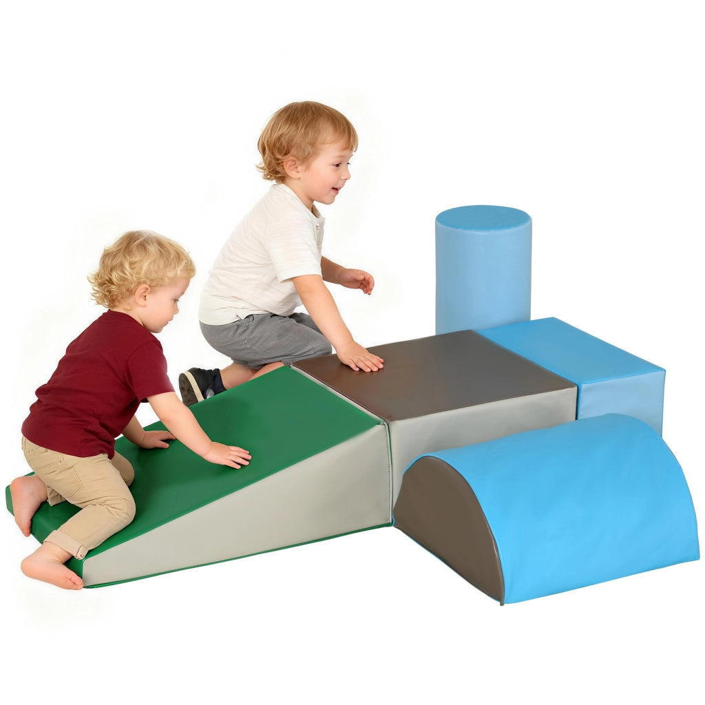 Set 5 Pezzi Blocchi Psicomotricità per Bambini in Schiuma EPE Percorso Gioco Morbido Modulare Multicolore per Casa